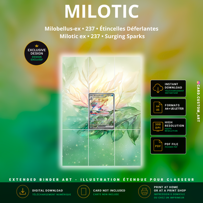 Milobellus ex 237 Étincelles Déferlantes / Illustration immersive pour binder JCC / Milotic ex 237 Surging Sparks / Immersive TCG binder art