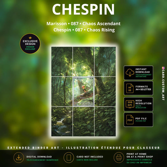 Marisson 087 Chaos Ascendant / Illustration immersive pour binder JCC / Chespin 087 Chaos Rising / Immersive printable TCG bi