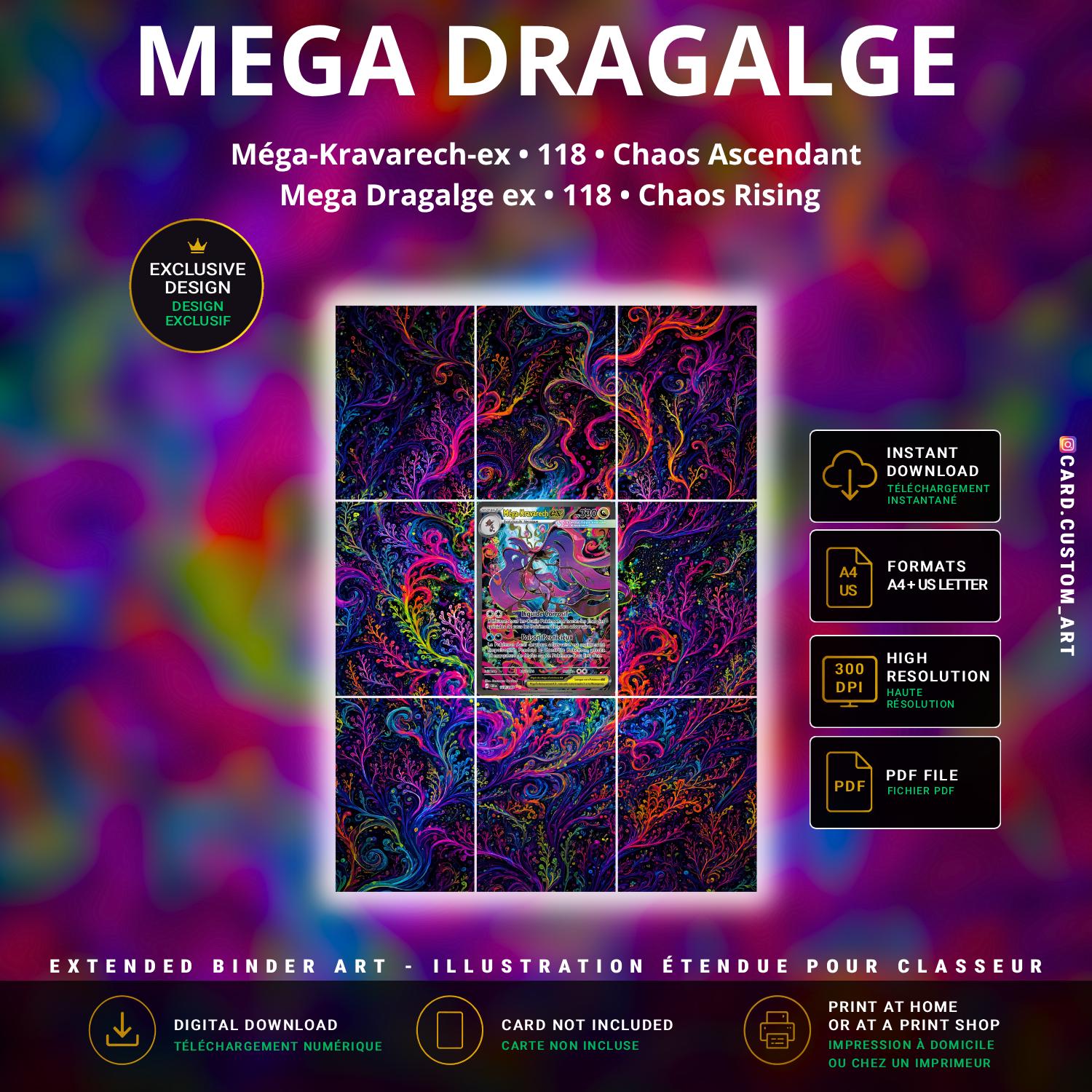 Mega-Kravarech ex 118 Chaos Ascendant / Illustration immersive pour binder JCC / Mega Dragalge ex 118 Chaos Rising / Immersiv