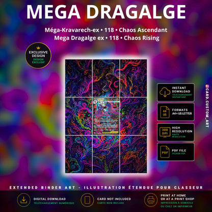 Mega-Kravarech ex 118 Chaos Ascendant / Illustration immersive pour binder JCC / Mega Dragalge ex 118 Chaos Rising / Immersiv