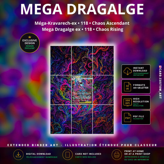 Mega-Kravarech ex 118 Chaos Ascendant / Illustration immersive pour binder JCC / Mega Dragalge ex 118 Chaos Rising / Immersiv