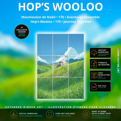 Moumouton de Nabil 170 Aventures Ensemble / Illustration immersive pour binder JCC / Hop’s Wooloo 170 Journey Together / TCG 