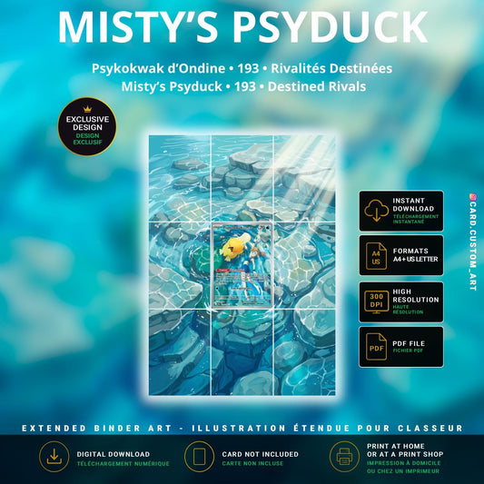 Psykokwak d’Ondine 193 Rivalités Destinées / Illustration immersive pour binder JCC / Misty’s Psyduck 193 Destined Rivals / T