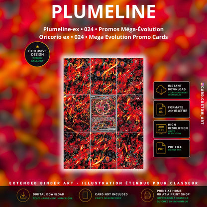 Plumeline ex 024 Promos Méga-Évolution / Art immersif pour binder JCC / Oricorio ex 024 Mega Evolution Promos / Immersive TCG