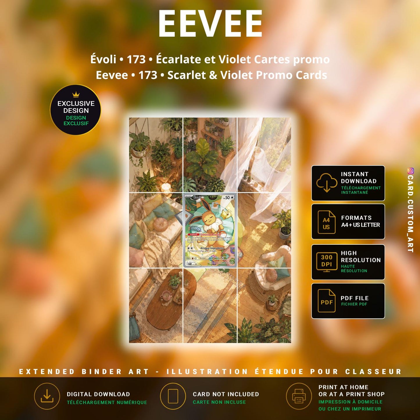 Évoli 173 Écarlate et Violet Cartes promo / Illustration immersive pour binder JCC / Eevee 173 Scarlet & Violet Promo Cards /