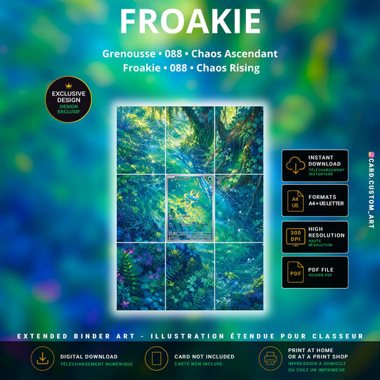 Grenousse 088 Chaos Ascendant / Illustration immersive pour binder JCC / Froakie 088 Chaos Rising / Immersive printable TCG b