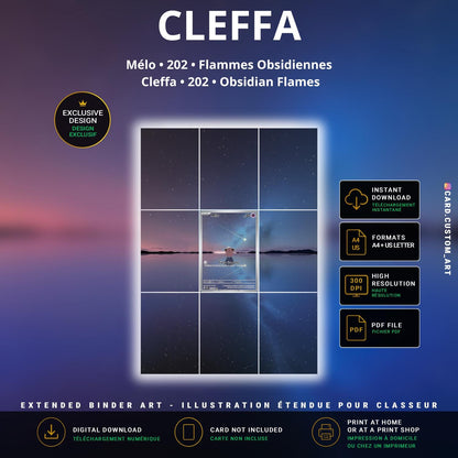 Mélo 202 Flammes Obsidiennes / Illustration immersive pour binder JCC / Cleffa 202 Obsidian Flames / Immersive printable TCG 