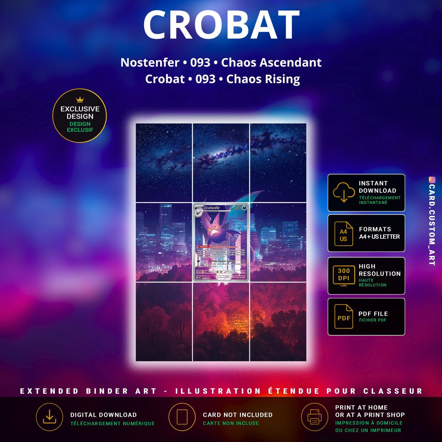 Nostenfer 093 Chaos Ascendant / Illustration immersive pour binder JCC / Crobat 093 Chaos Rising / Immersive printable TCG bi