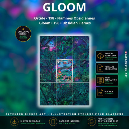 Ortide 198 Flammes Obsidiennes / Illustration immersive pour binder JCC / Gloom 198 Obsidian Flames / Immersive printable TCG
