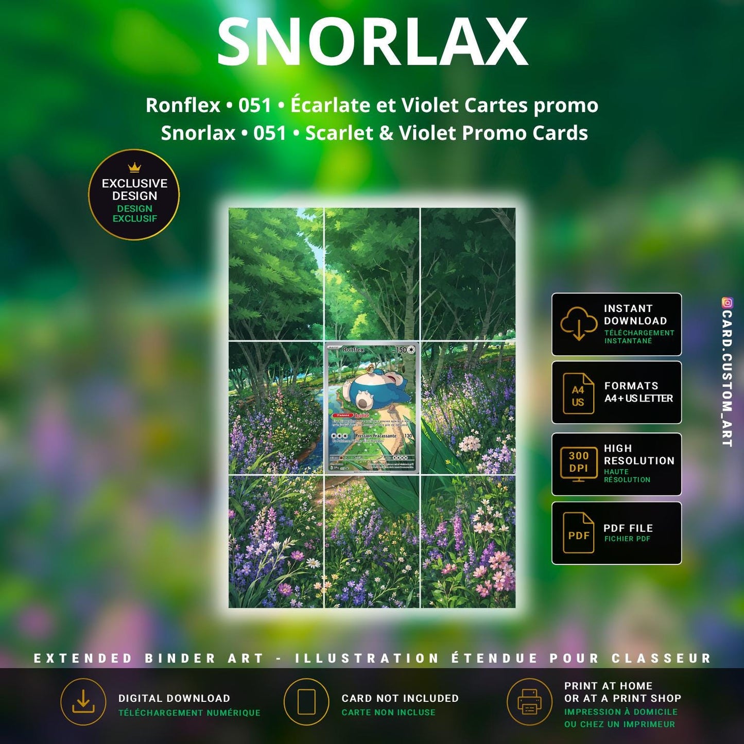 Ronflex 051 Écarlate et Violet Cartes promo / Art immersif pour binder JCC / Snorlax 051 Scarlet & Violet Promo Cards / TCG b