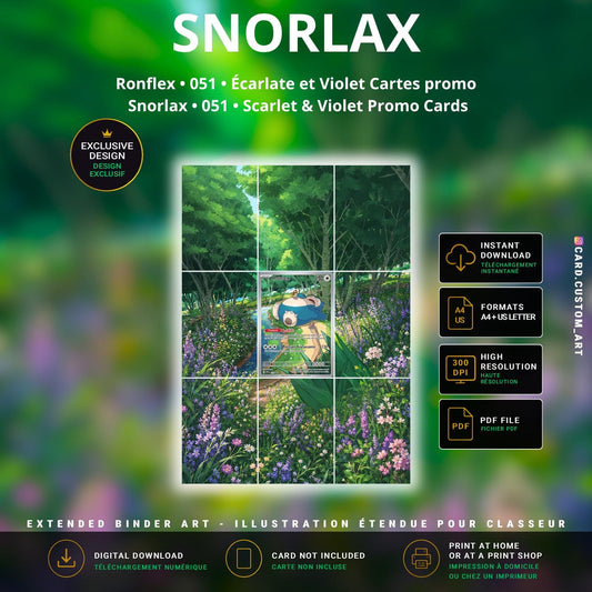 Ronflex 051 Écarlate et Violet Cartes promo / Art immersif pour binder JCC / Snorlax 051 Scarlet & Violet Promo Cards / TCG b