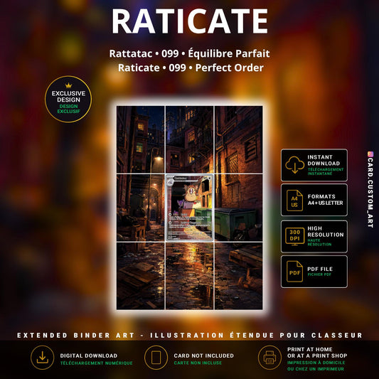 Rattatac 099 Équilibre Parfait / Illustration immersive pour binder JCC / Raticate 099 Perfect Order / Immersive printable TC