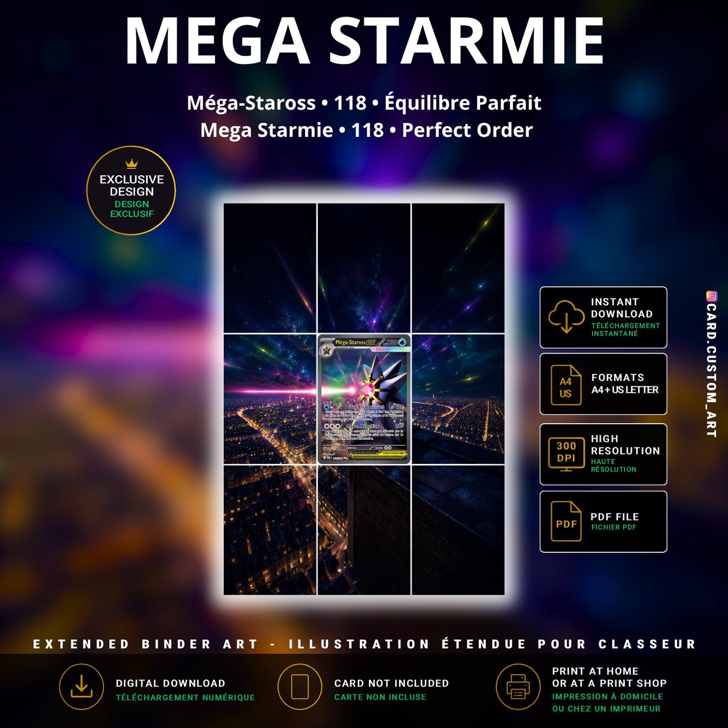 Mega-Staross 118 Équilibre Parfait / Illustration immersive pour binder JCC / Mega Starmie 118 Perfect Order / Immersive TCG 