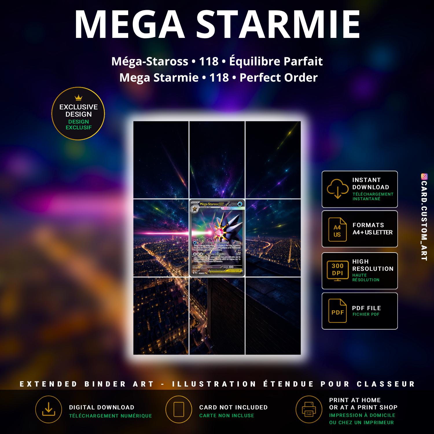 Mega-Staross 118 Équilibre Parfait / Illustration immersive pour binder JCC / Mega Starmie 118 Perfect Order / Immersive TCG 